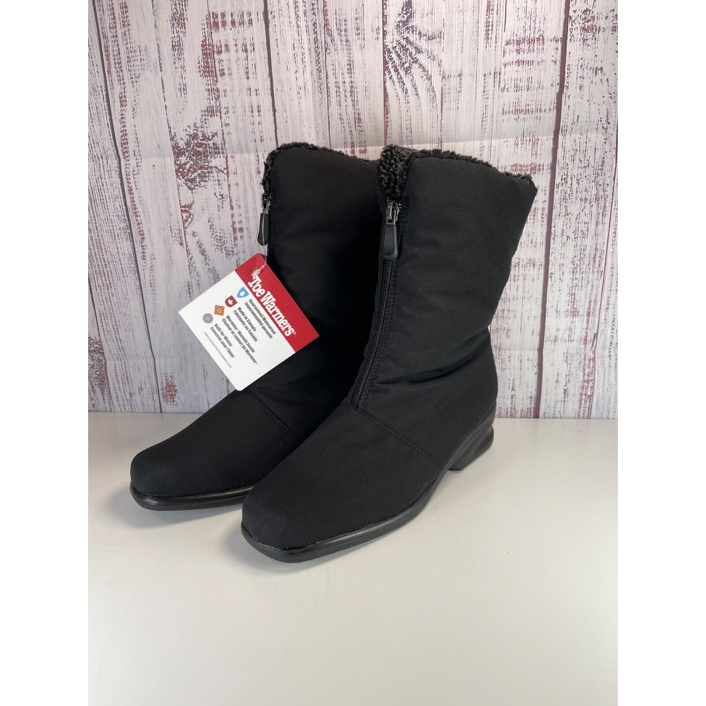 TOE WARMERS MICHELLE BLACK WATERPROOF WINTER BOOTS WOMENS US SZ 10 MSRP $130